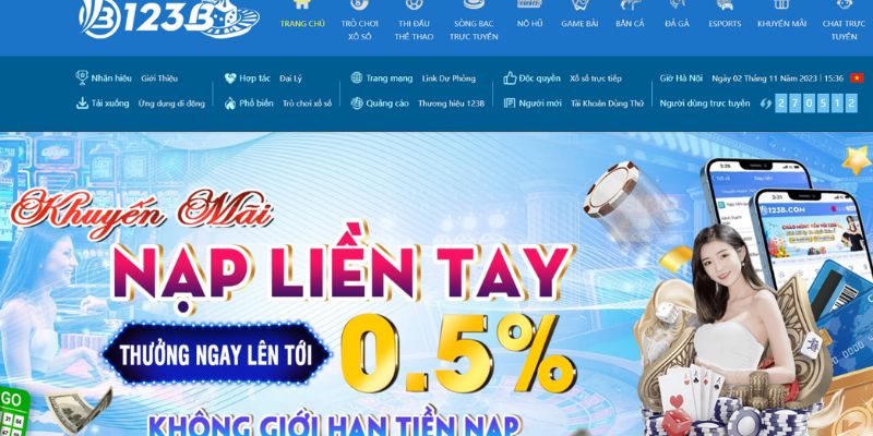 Chú ý khi nạp tiền 123b