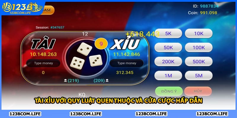 Tài Xỉu với quy luật quen thuộc và cửa cược hấp dẫn